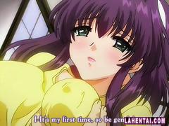 Purple-haired Hentai Chick With A Big Titties Makes Love With Her Beau