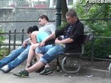 Gangbang with a cute teen in the middle of a city center PART 1