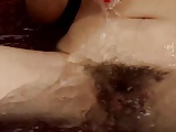 cute hairy brunette,hairy pits gets in the bath w pantyhose