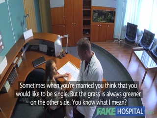 FakeHospital hot sex with doctor and nurse in patient waiting room