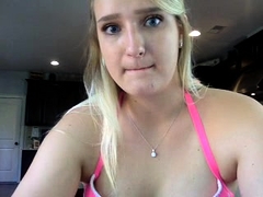 Amateur Blonde With Giant Dildo On Webcam