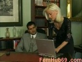 Horny secretary taking big boss cock