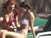 Lesbian sex party by the pool
