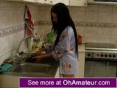 Amateur Brunette fucking in the Kitchen